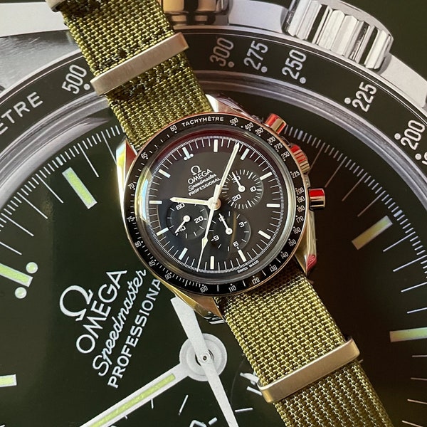 Premium nylon strap for 20mm watch - Khaki Green | Omega MoonSwatch, Speedmaster Moonwatch, Rolex, Seiko, Tissot...