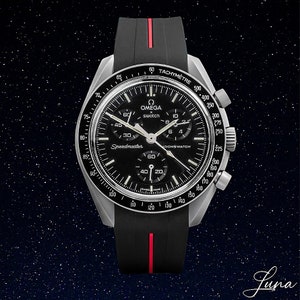 MoonSwatch luxury strap Bracelet Black with red stripe | Omega x Swatch watch & Speedmaster MoonWatch, Best for Moon and Mercury