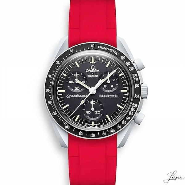 MoonSwatch luxury strap Bracelet Red | Omega x Swatch watch & Speedmaster MoonWatch