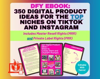DFY Product to Resell: MRR PLR eBook of 350 Digital Product Ideas + Creation Steps & ChatGPT Prompts. Resell for Passive Income Side Hustle