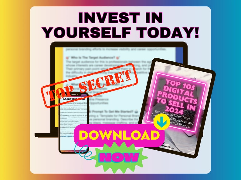 Don't miss out on the top selling digital products in 2024. Buy this side hustle guide today and begin earning passive income.