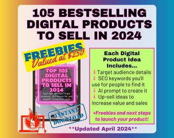 Top 105 Bestselling Digital Product Ideas for Etsy: 2024 Trending Digital Products for Passive Income, with ChatGPT Prompts & SEO Keywords