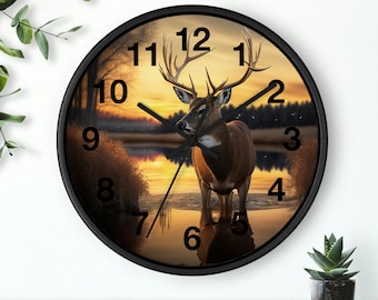 Whitetail Buck mit Zahlen, Wanduhr