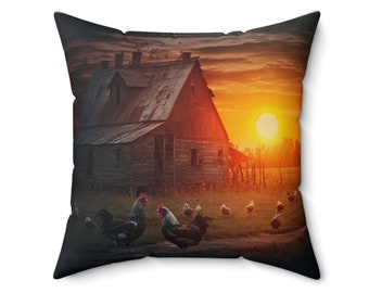 Huhn Sonnenuntergang, Wattefigur Kissen