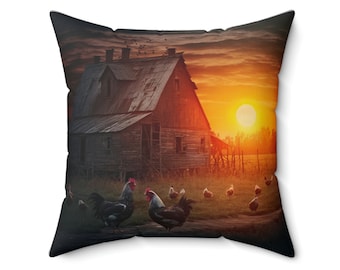 Huhn Sonnenuntergang, Wattefigur Kissen
