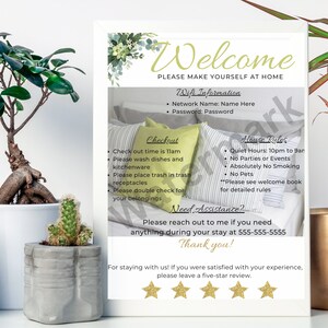 Airbnb Welcome Sign VRBO Welcome Sign House Rules Wifi Information Short Term Rental Printable