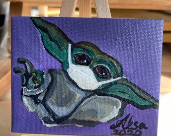 Limited Edition Mini HBabyYoda Painting