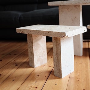 Natural stone, travertine stool, plants, stool, Italian design, plant stool, balcony furniture, balcony stool