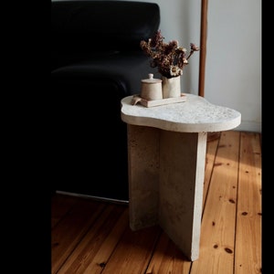 Natural stone, travertine, Italian design 20 x 30 x 43 cm, coffee table, plant stool, bedside table, handmade stone table, side table