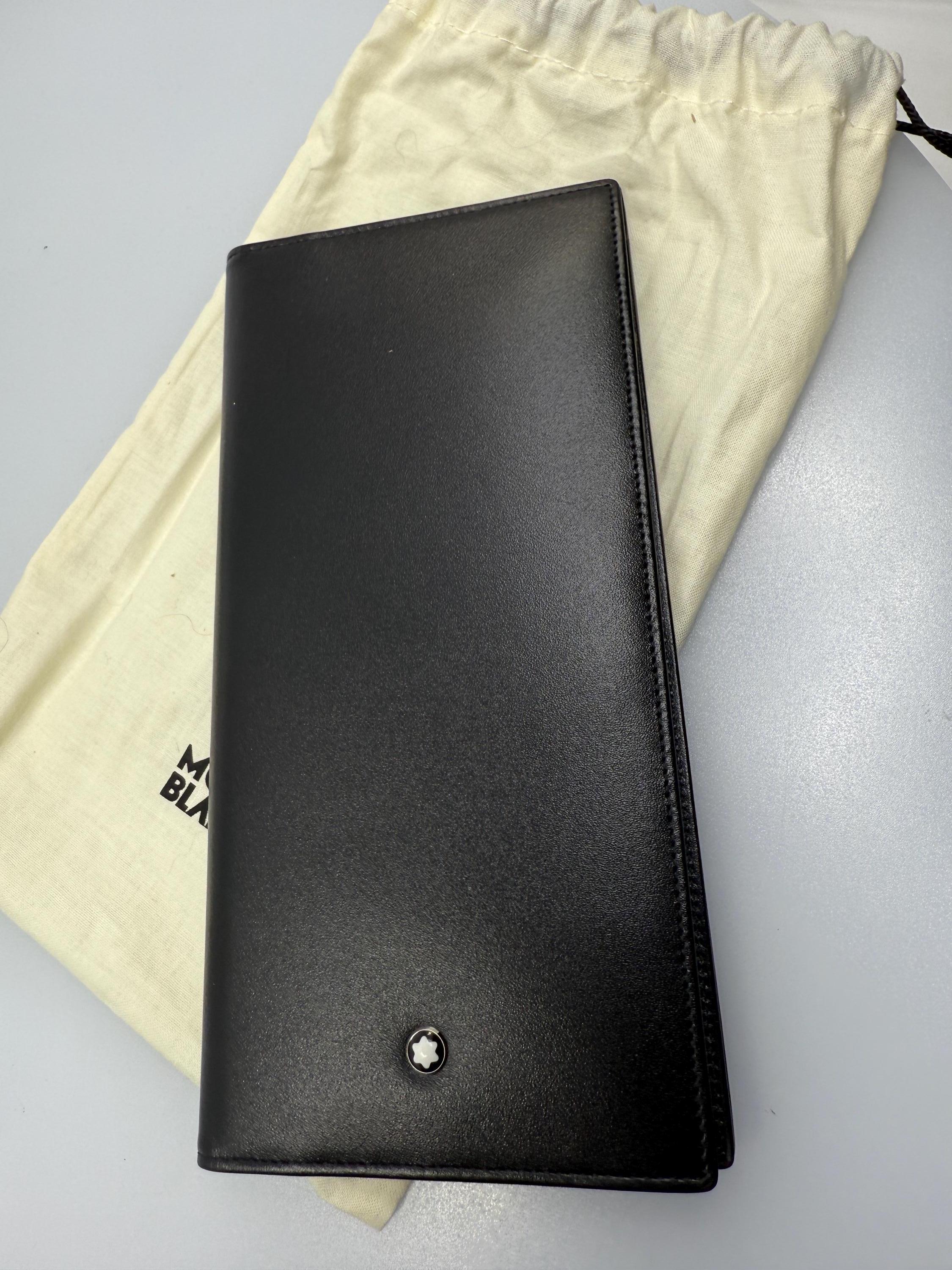 Montblanc Long Wallet 6CC Black Leather Wallet Card Holder