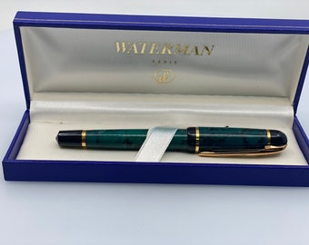 Waterman Phileas Fountain Pen - Green Marble Design and Gold Details, EF Nib, New and Authentic, Made in France