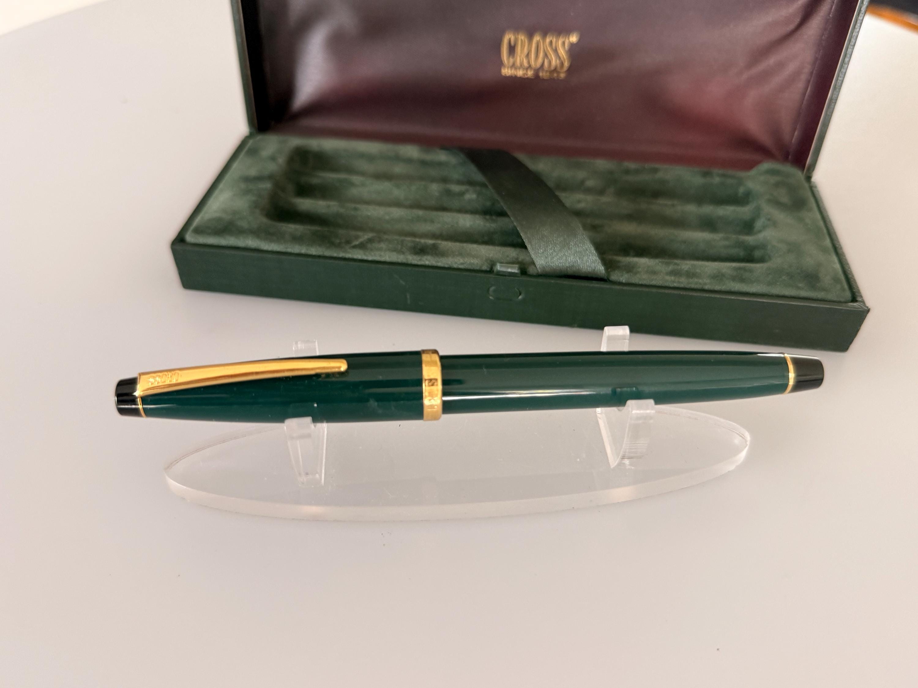 筆記具 Vintage CROSS Cross Fountain Pen Vintage Cross Century II Green Lacquer Fountain Pen Gold Tone Trim