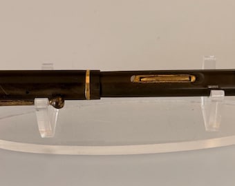 Vintage Ecri-Sec French Fountain Pen, 18K Gold Nib, Brown Lever Filler, Rare Antique Writing Pen