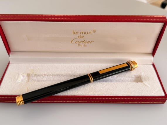 Vintage Must De Cartier Vendome Trinity Rollerball Pen Black