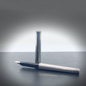 Silver Fountain Pen with 18K Gold Nib and Blue Chinese Lacquer - Never Inked