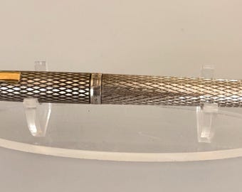 Vintage Sheaffer Imperial Sterling Silver 925 Rollerball Pen, Diamond Crosshatch Pattern, Original Box, USA Luxury Pen