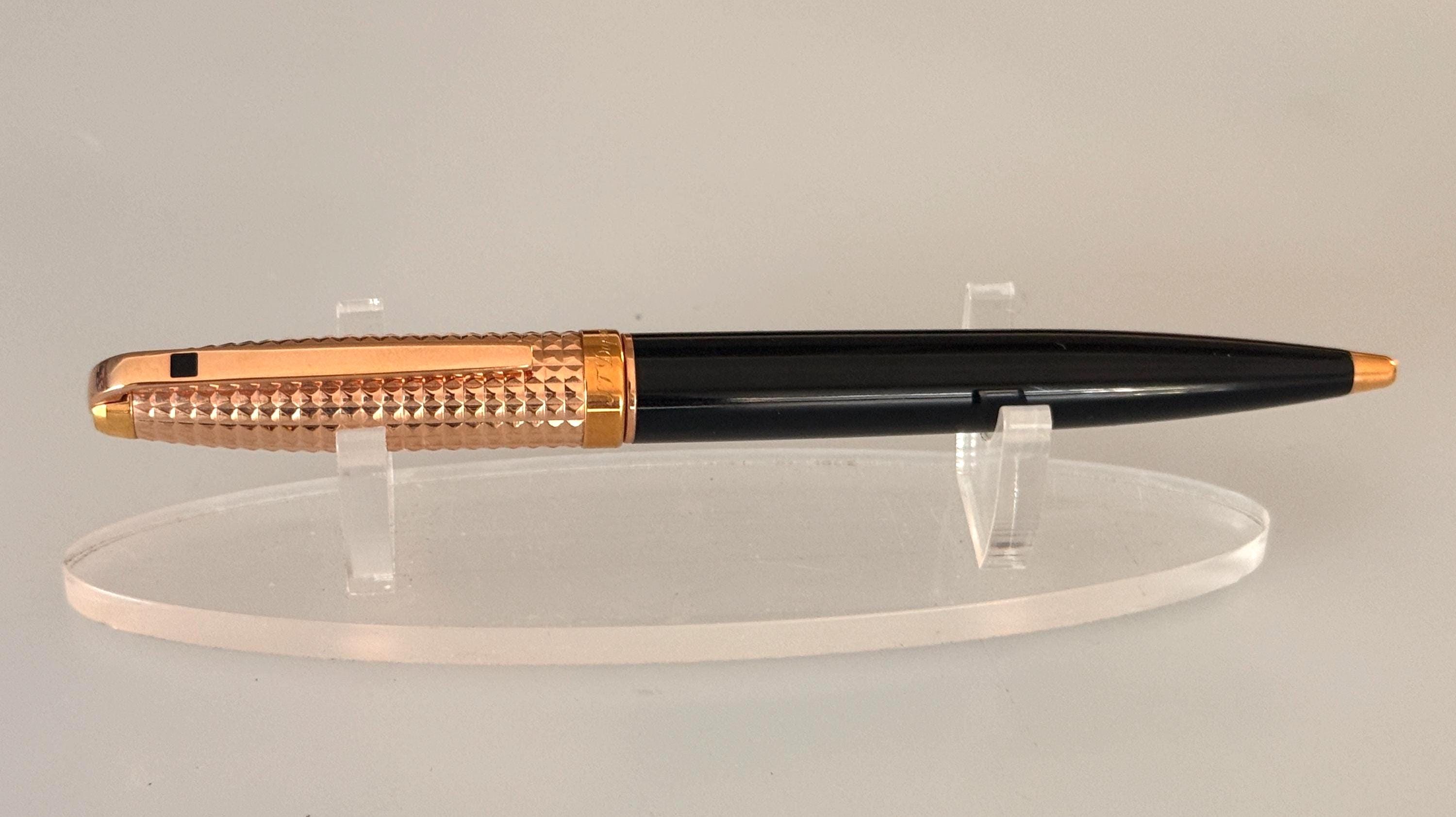 Vintage S.T. Dupont Olympio Ballpoint Pen, Black Lacquer, Rose
