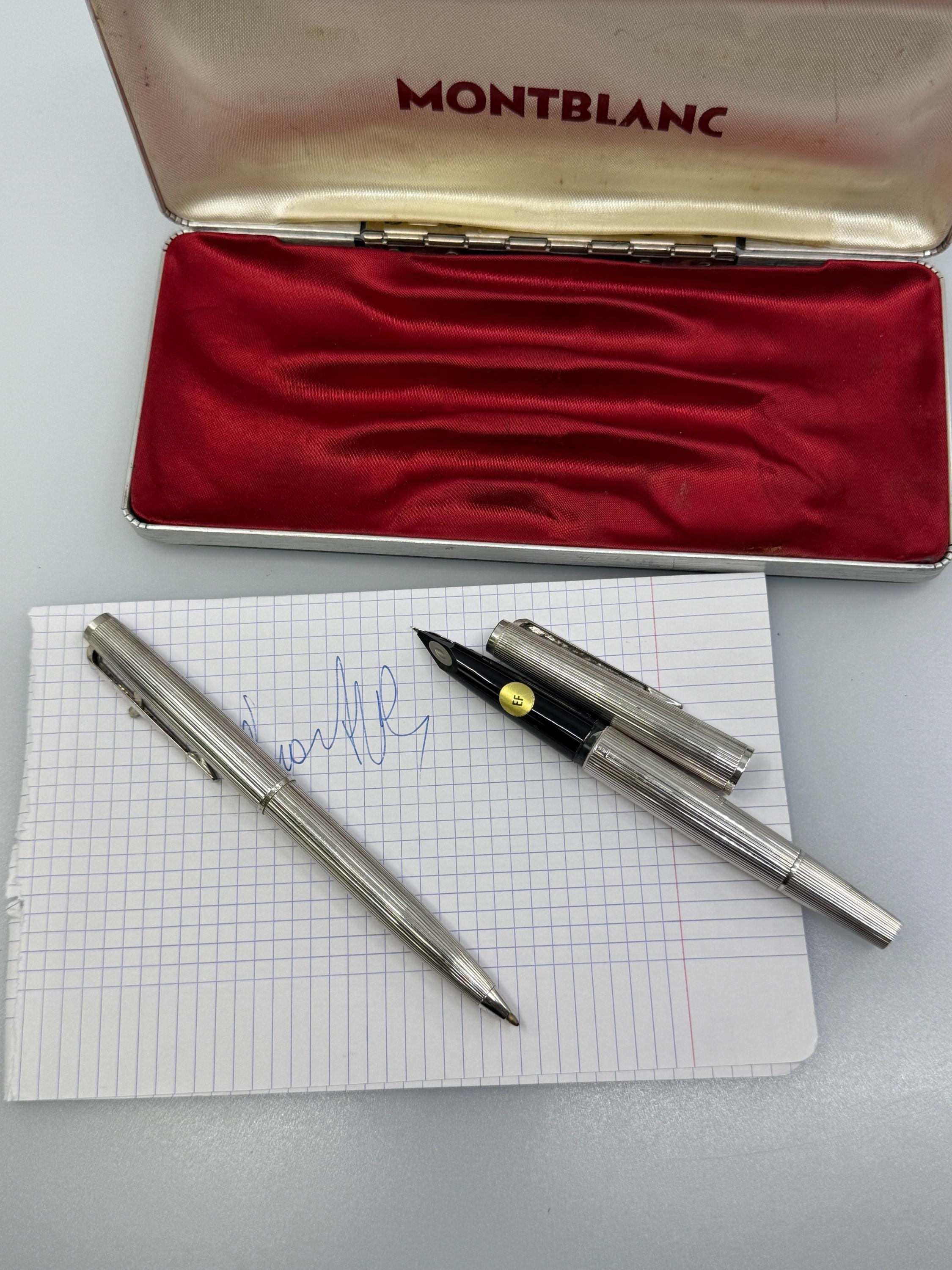 筆記具 MONTBLANC 1266 EF Montblanc 1266 Sterling Silver Set – EF 18K WG Fountain Pen + 866
