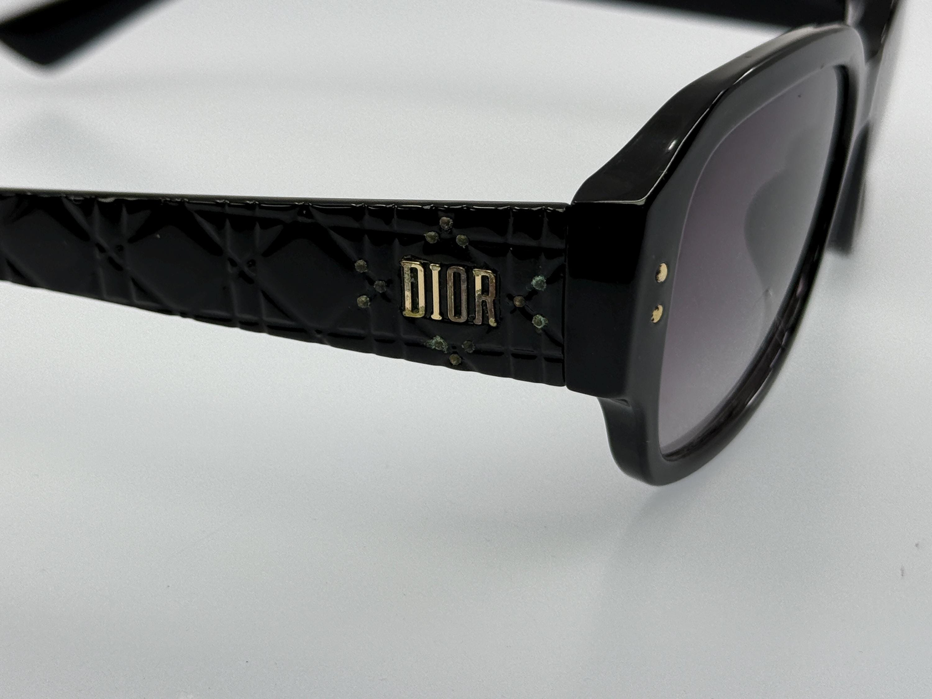 Vintage Christian Dior Black Quilted Sunglasses - Elegant  display picture 3