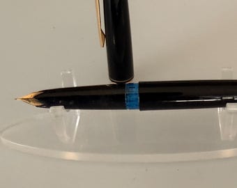 Vintage Montblanc No. 22 Fountain Pen, Black Piston Filler, Blue