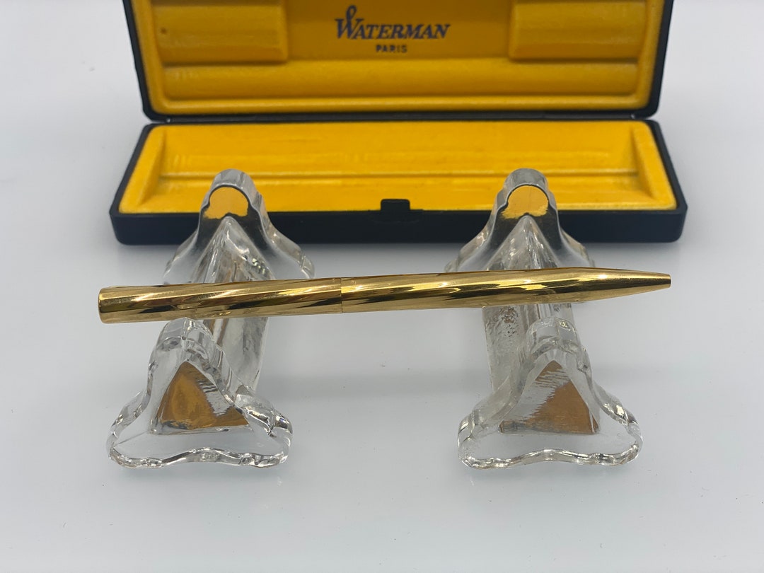 Stylo à Bille WATERMAN Torsade Plaqué Or Facetté Vintage Avec Étui - Occasion