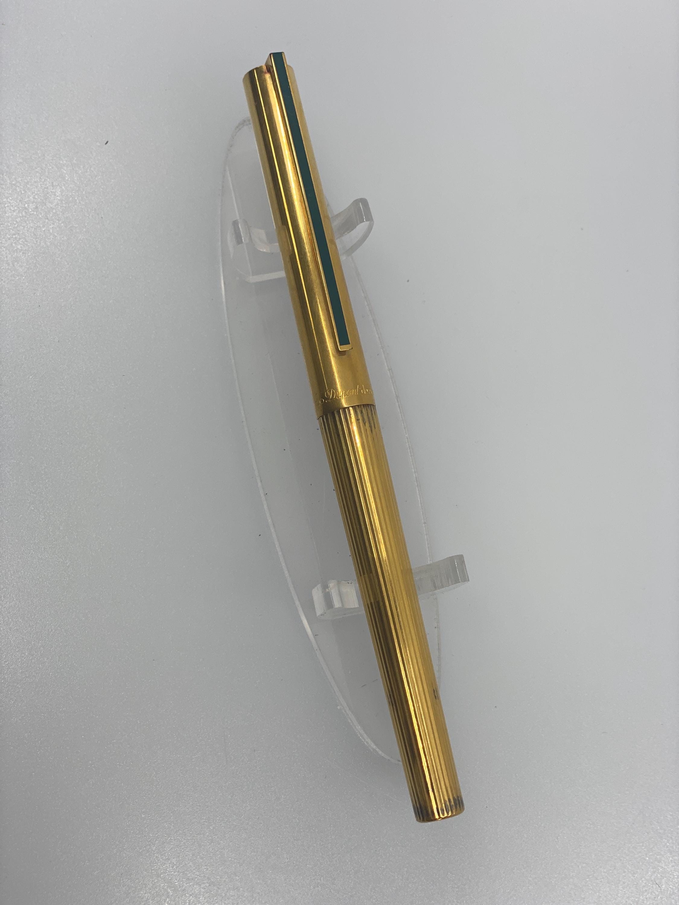 S.T.デュポン パリ 万年筆 925シルバー ゴールドメッキ グリーン中国漆