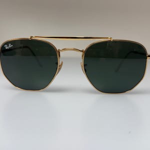 Ray-Ban RB3648 Caravan Double Bridge Sunglasses – Gold Frame & Green G-15 Lenses – Made in Italy