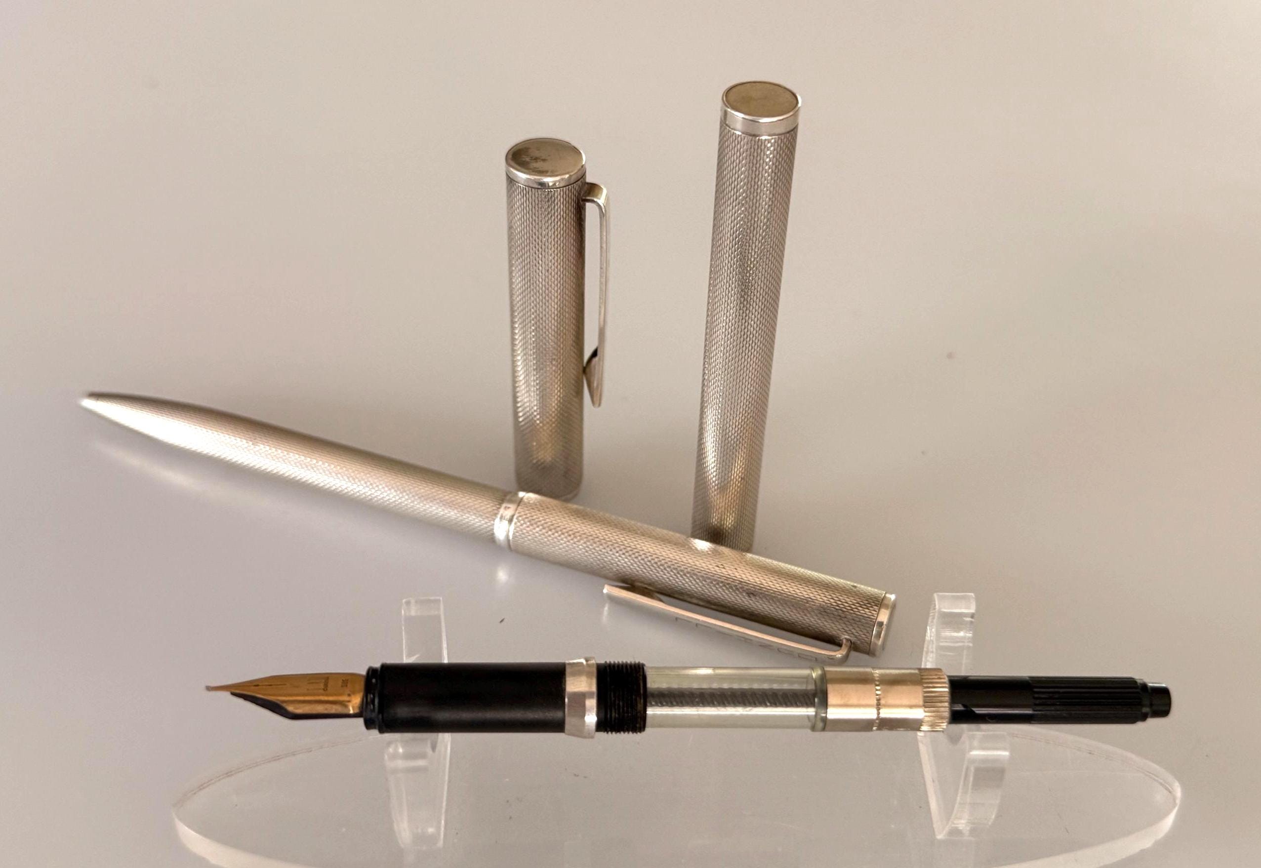 Vintage Dunhill Sterling Silver 925 Pen Set 14K 585 Fountain Pen