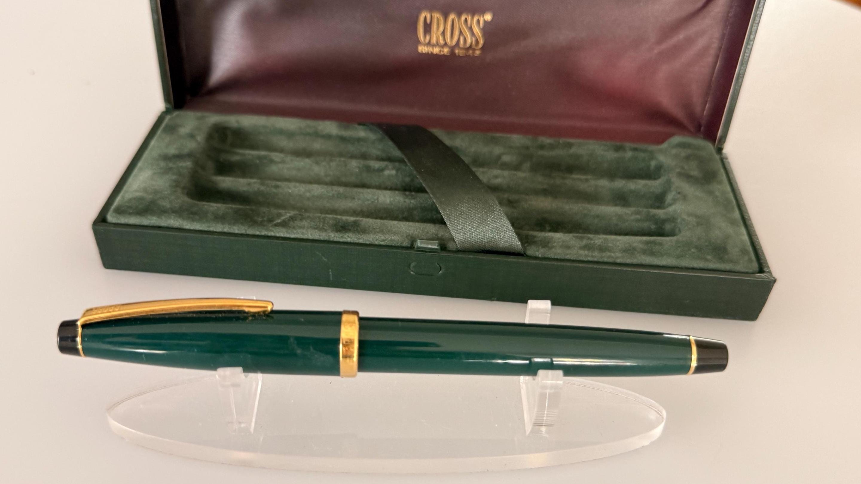 Vintage Cross Century II Green Lacquer Fountain Pen Gold Tone Trim