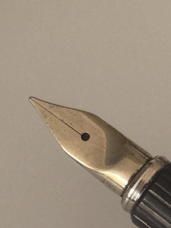Vintage Aurora Hastil Fountain Pen 14K Gold Nib Satin Steel Marco