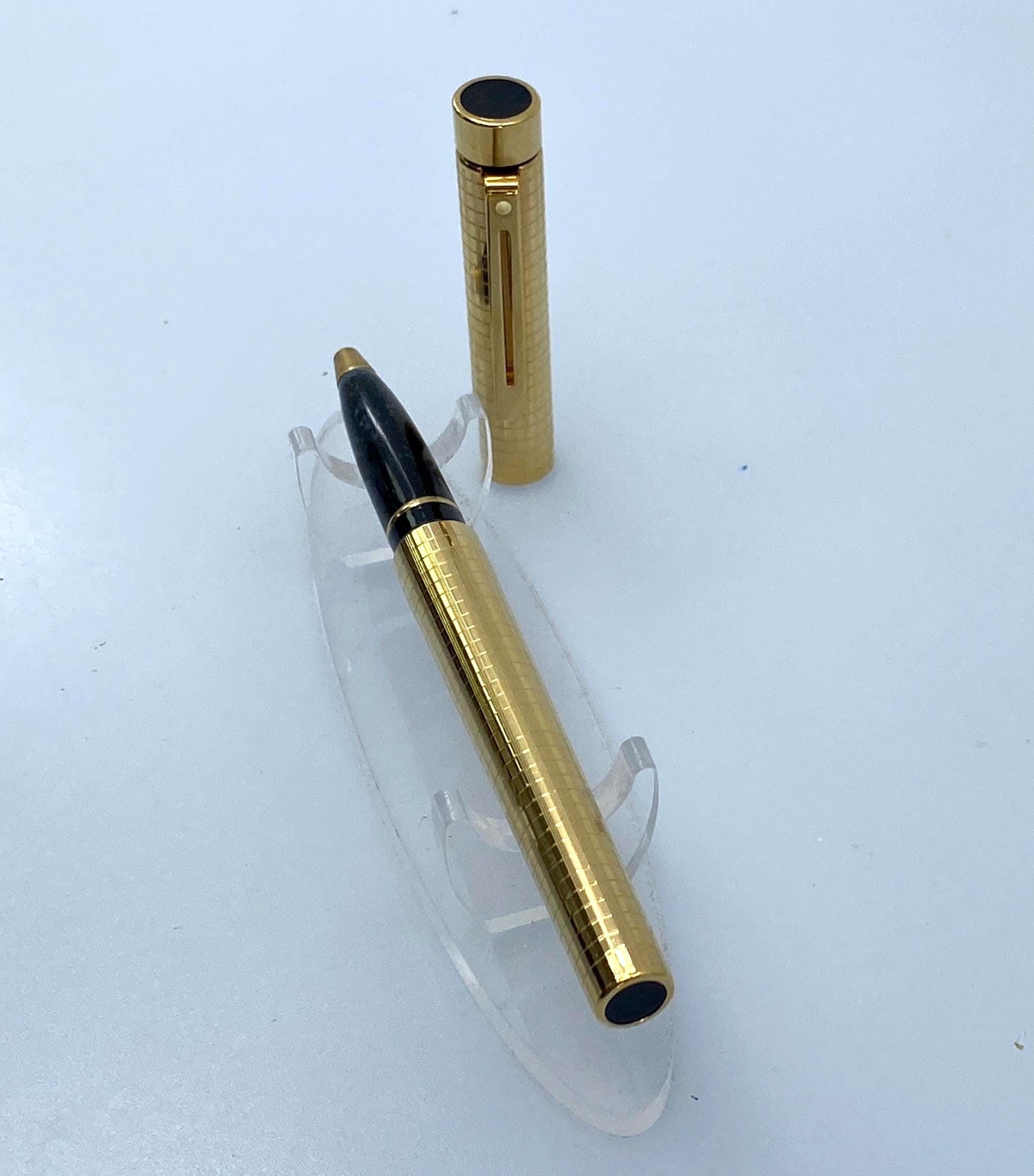 Sheaffer Targa 1007 Rollerball Pen, Gold Geometric Square Pattern