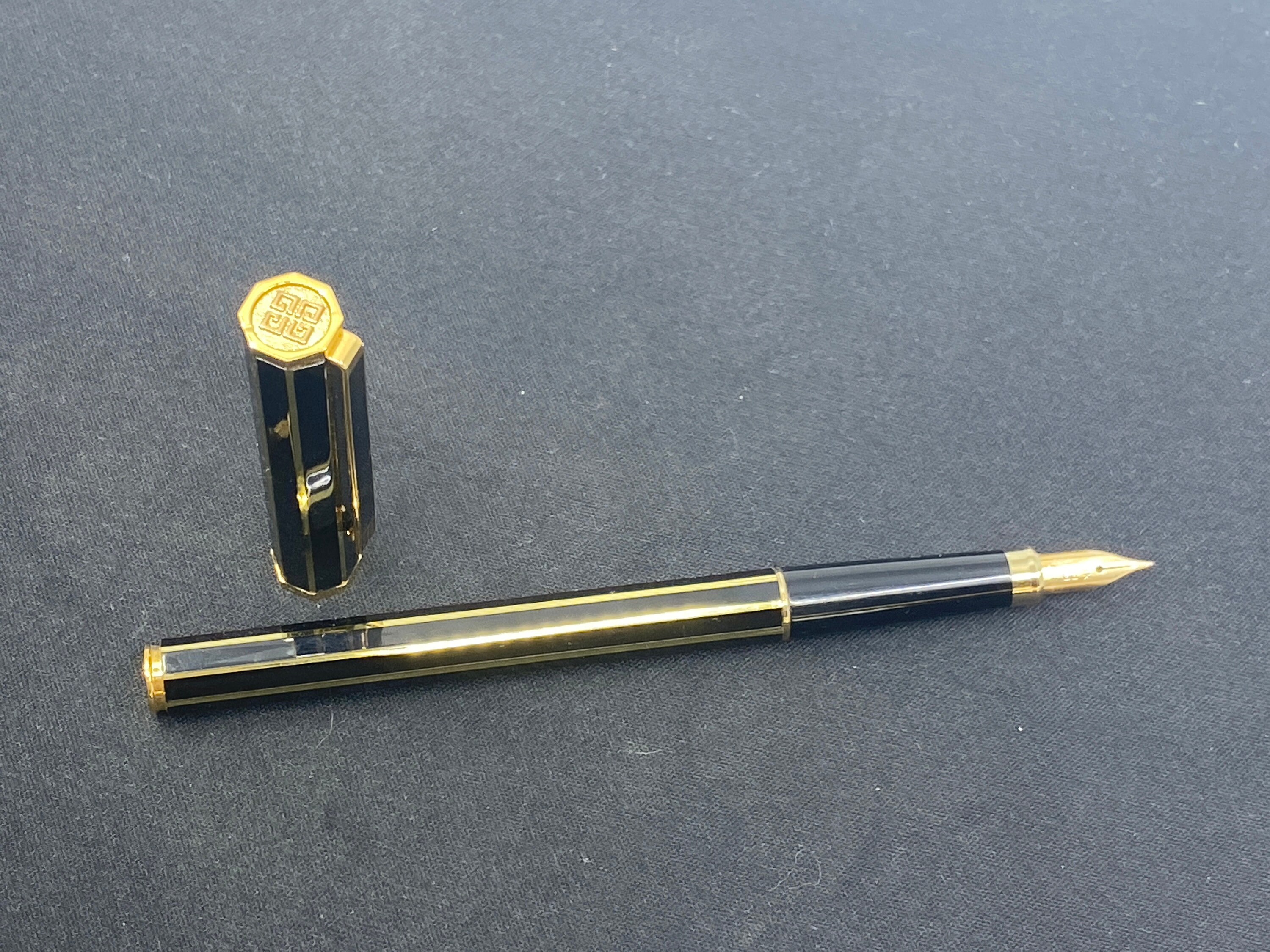 Givenchy Vintage Fountain Pen in Black and Gold With 14K Nib