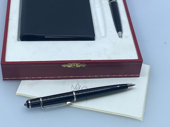 Cartier Diabolo Ballpoint & Pencil Set Black Resin Platinum W