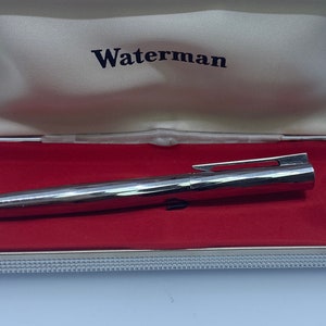 Penna stilografica Waterman Torsade Chrome con linee ondulate e pennino in oro 18 carati - Versione da donna, vintage, nella scatola originale