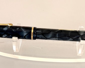 Vintage Conway Stewart Fountain Pen, Blue Black Marbled Celluloid, 14CT Gold Nib, Lever Filler, England