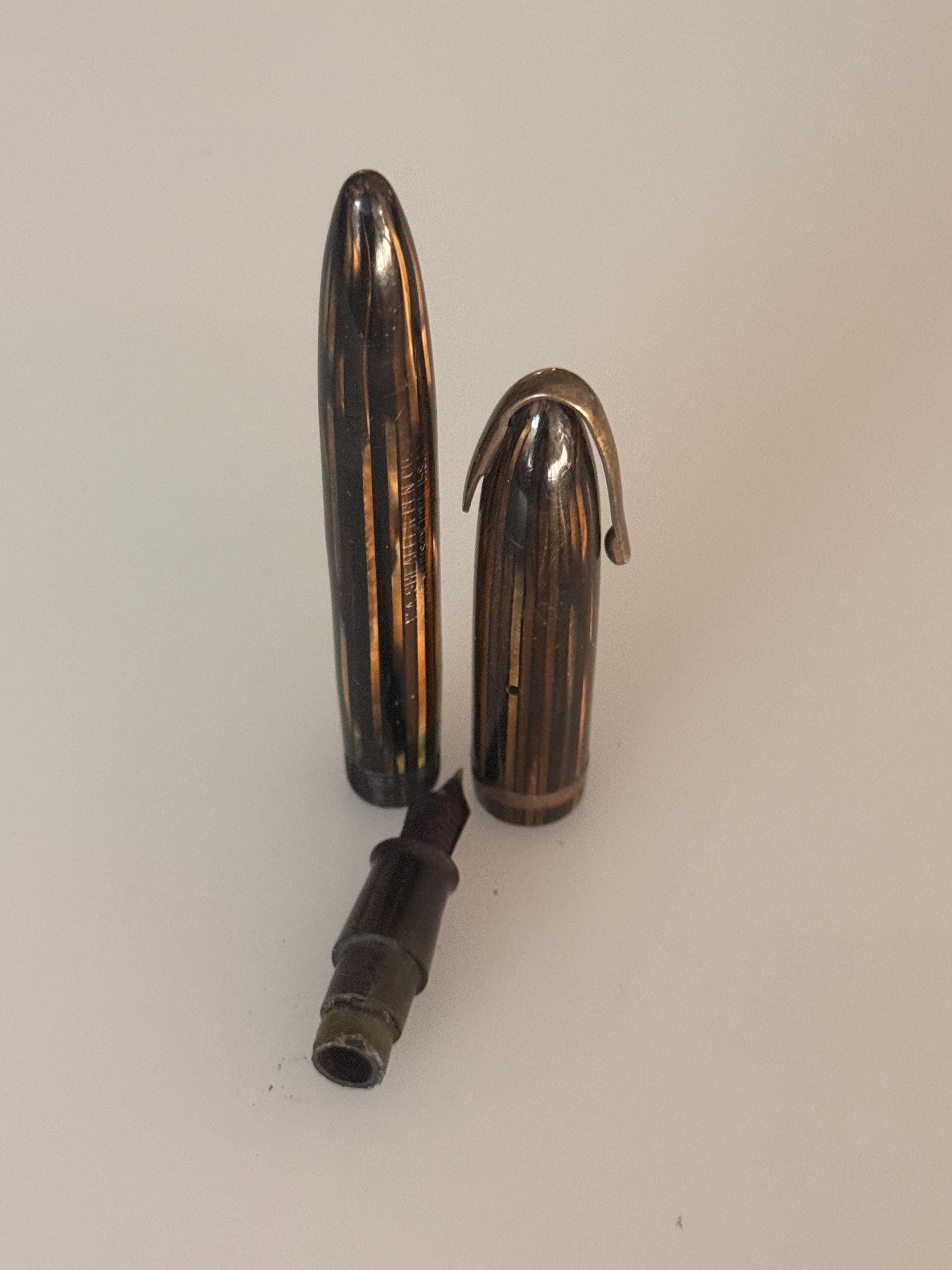 Vintage Sheaffer Military Clip Fountain Pen - Vac-fil - Feather