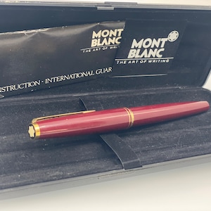Montblanc 221P Bordeaux, vintage vulpen, edelhars, semi-flexibele 14k gouden penpunt, gouden dop, luxe schrijfwijze