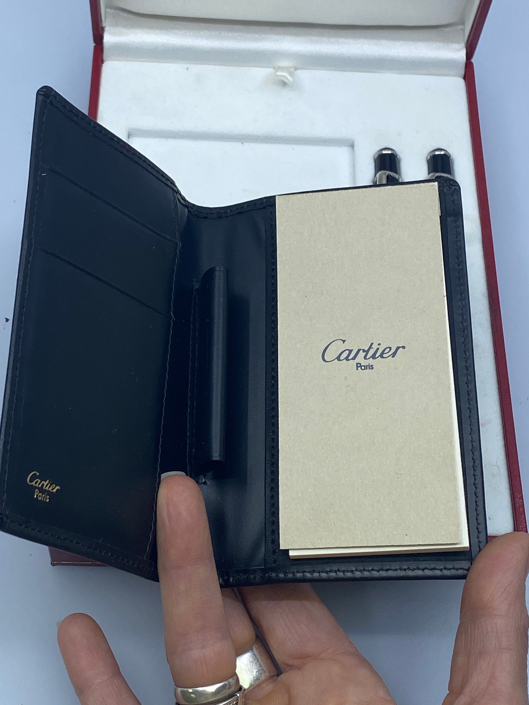 Cartier Diabolo Ballpoint & Pencil Set Black Resin Platinum W
