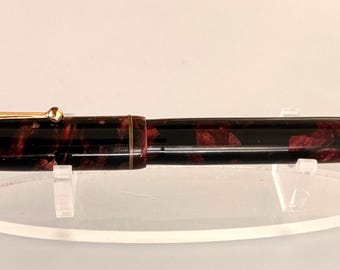 Vintage Parker Duofold Junior Fountain Pen, Burgundy Black Marbled Celluloid, Parker Duofold Canada Nib