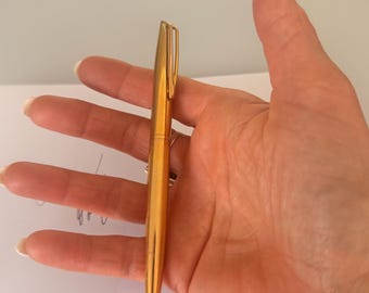 Vintage Waterman C/F Ballpoint Pen, Gold-Tone Milleraies Finish, Slim French Writing Pen, Classic Luxury Pen