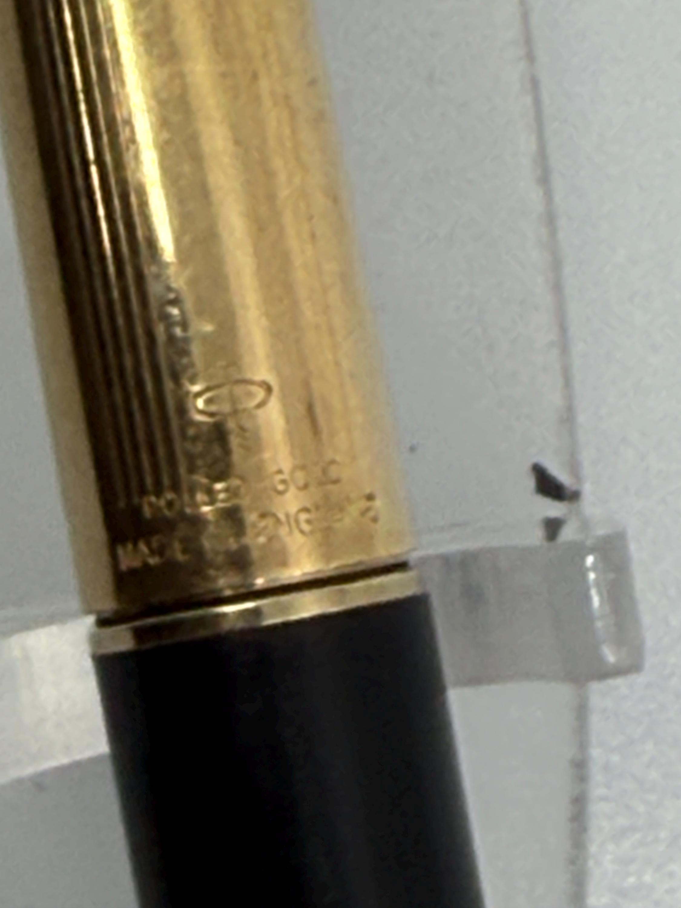 パーカー45万年筆｜金メッキキャップ、ブラックバレル｜14金ペン先