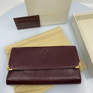 International "Must de Cartier" Wallet in Bordeaux Calfskin - New, with Box and Certificates