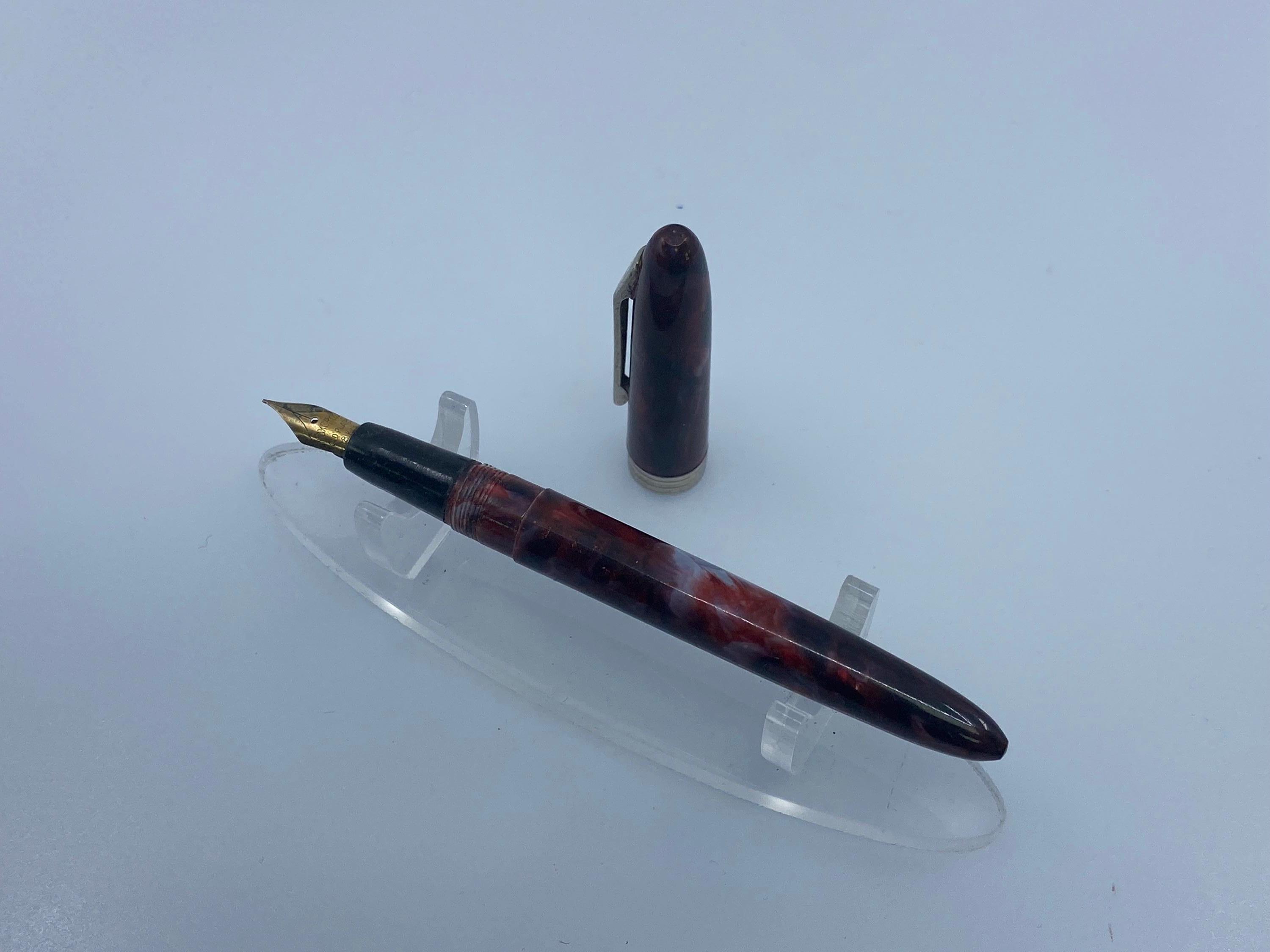 Inoxcrom ヴィンテージ万年筆 - マーブル模様の赤、青、黒 - 18
