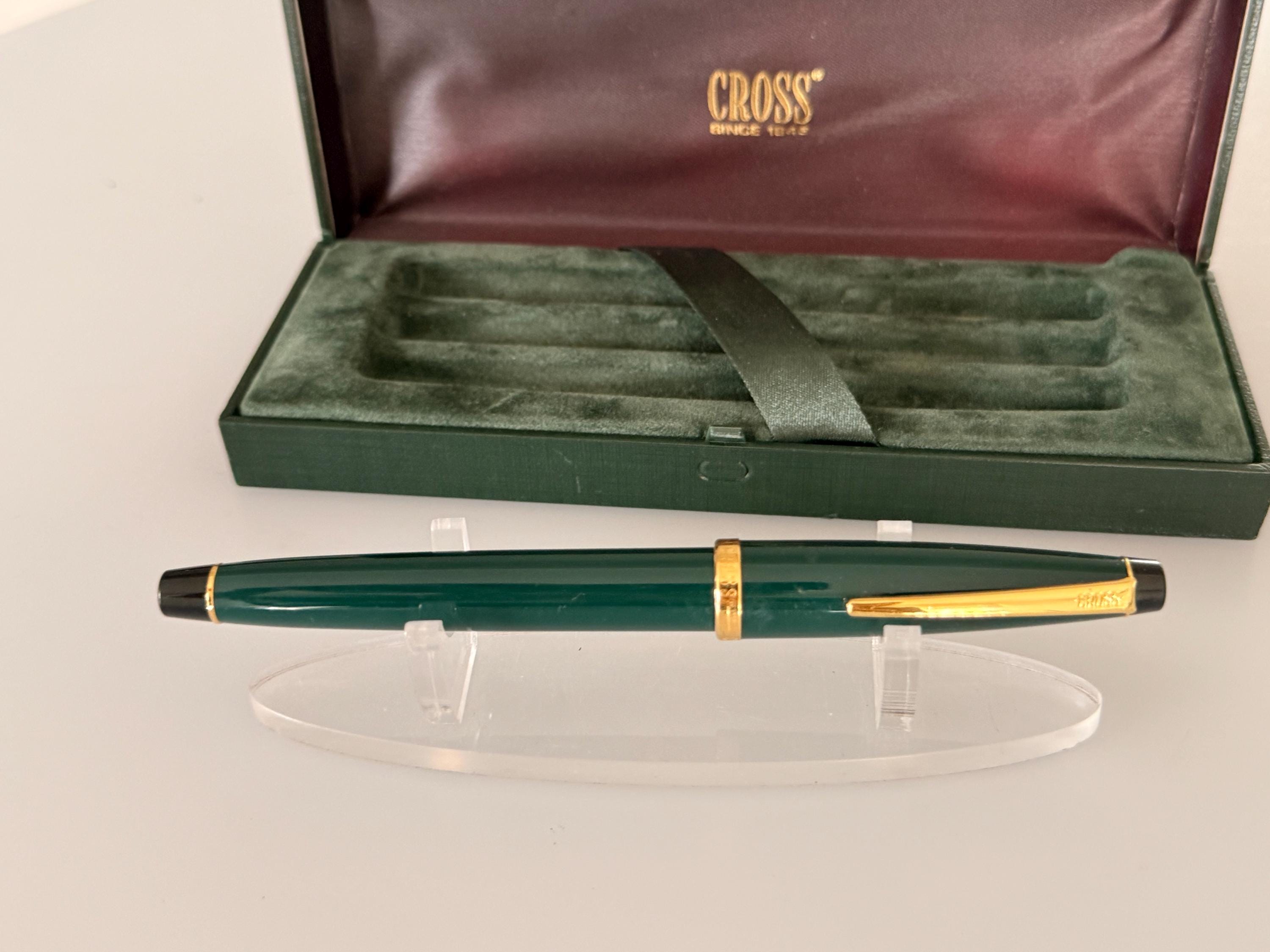 Vintage Cross Century II Green Lacquer Fountain Pen Gold Tone Trim