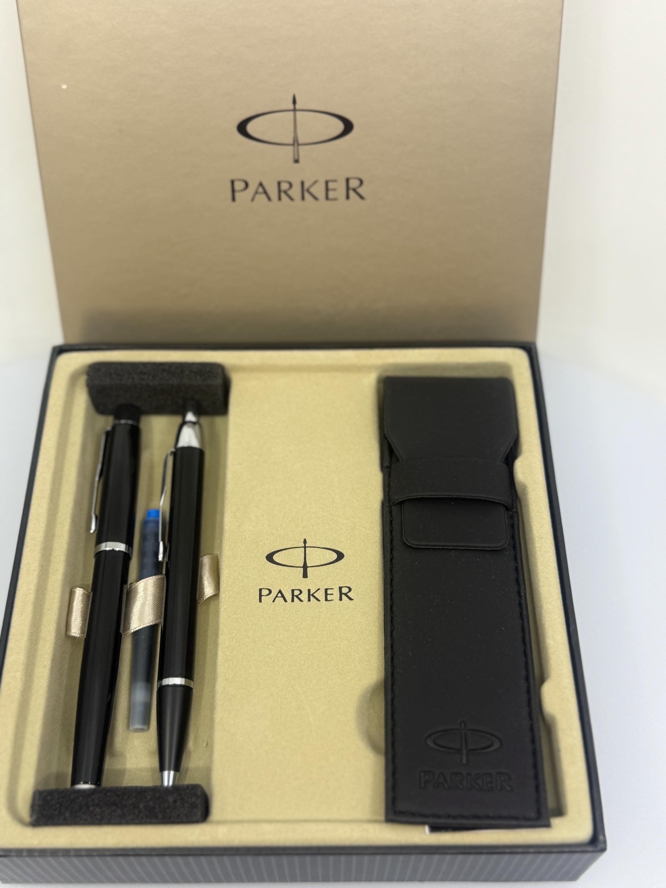 Parker Pen & Fountain Pen Gift Set • Never Used • Full Leather