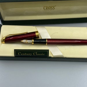Cross Pinnacle Pluma Estilográfica Oro 18K Nib Fino Borgoña/Burdeos Nueva en Caja
