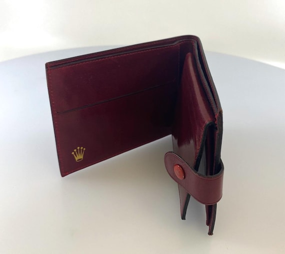 Vintage Rolex Red Leather Wallet, Collector Card Holder, Watch