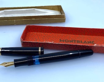 Vintage Montblanc 3-42 Fountain Pen – 14K Gold Nib, Black Resin, Made in Germany, Original Box & Papers
