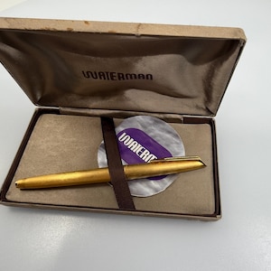 Penna stilografica Waterman C/F – Pennino in oro 18 carati – Placcata in oro – Con scatola – Vintage anni '50