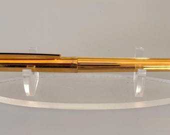 S.T. Dupont Classique Vermeil Rollerball Pen, Sterling Silver 925 Gold-Plated Finish, Fluted Vintage French Luxury Pen